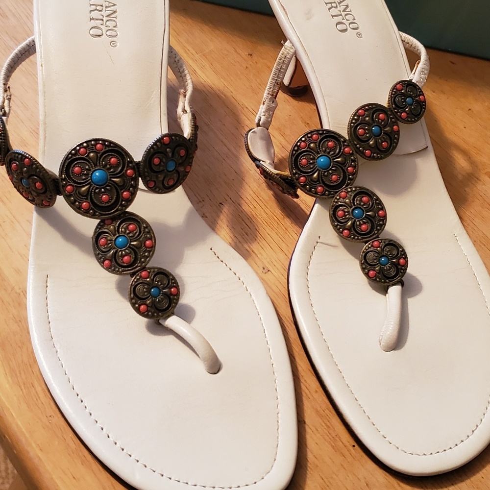 Franco sarto heels size 6.5 white beaded